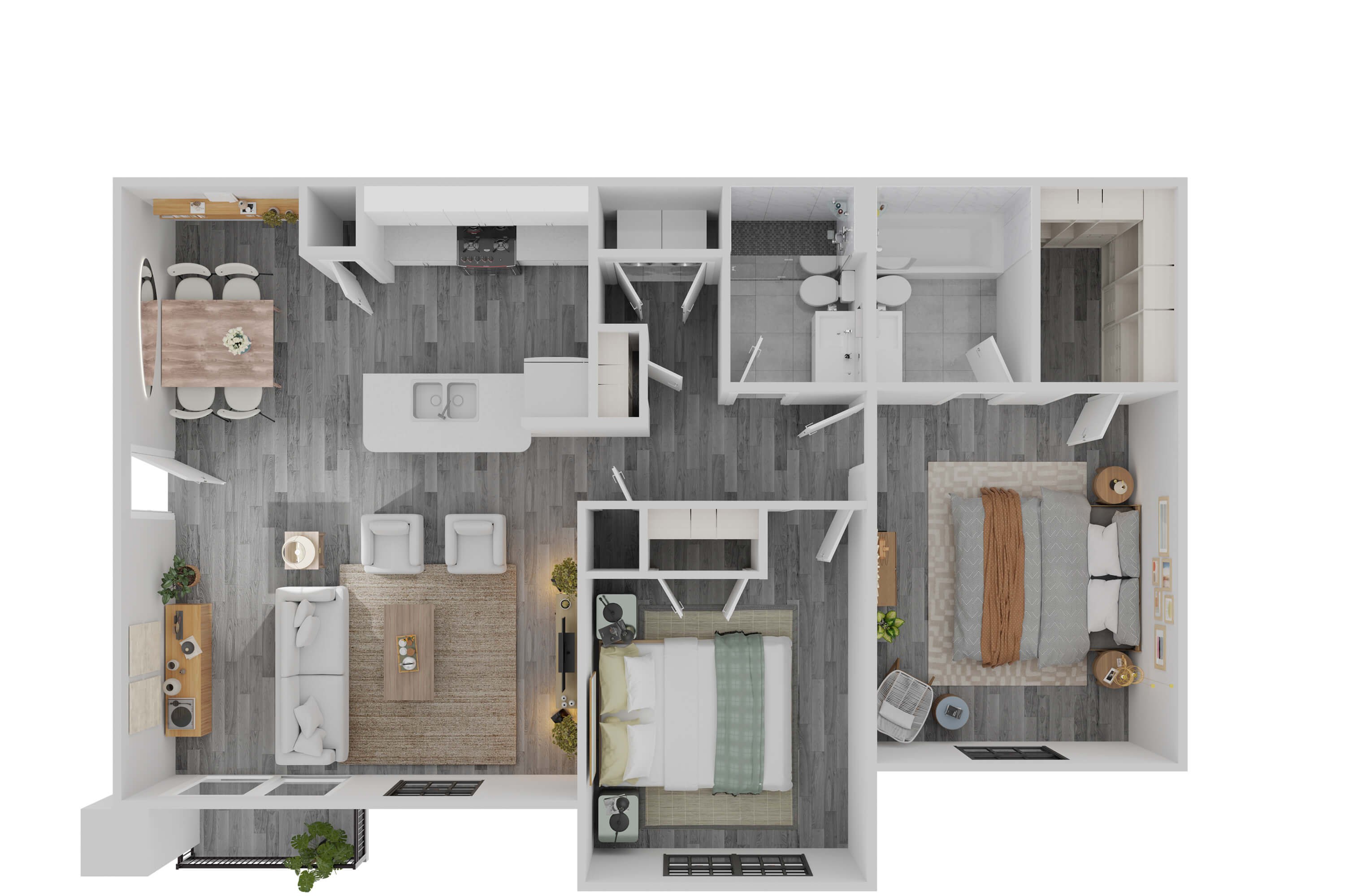 Two Bedroom floor plan — 2 Bed / 2 Bath